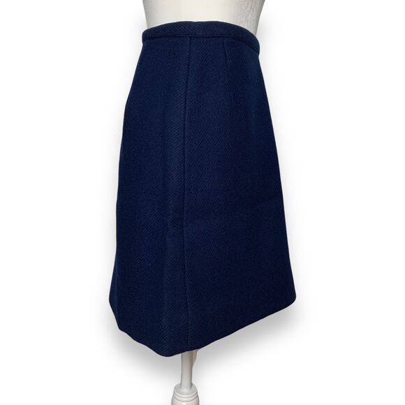 Vintage 60s 70s handmade women's navy blue high waisted wool mini skirt SZ XS - Picture 4 of 7
